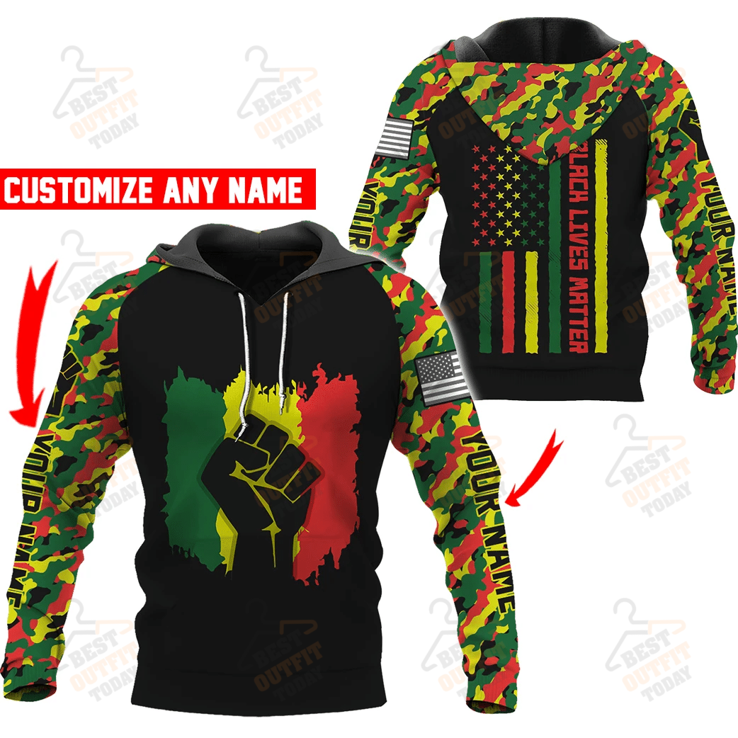 Personalized Black Lives Matter Camo Pattern All Over Hoodie For Men And Women