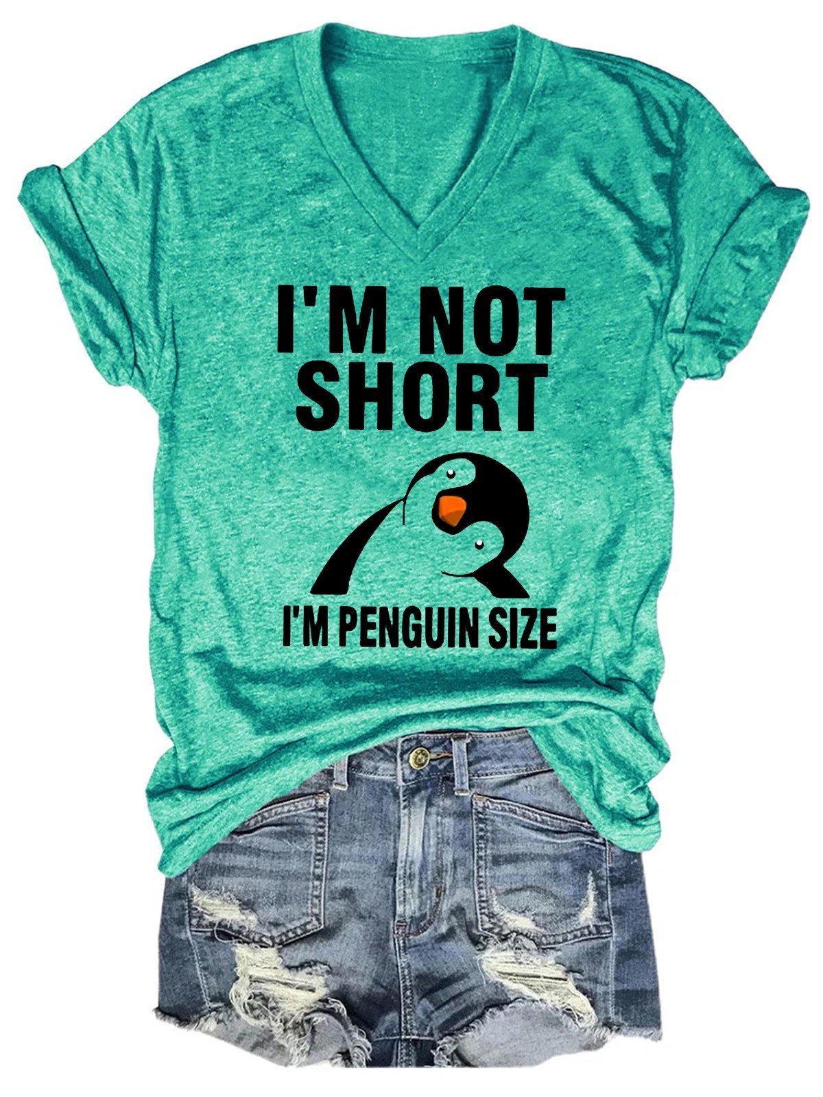 Women I’M Not Short I’M Penguin Size Funny T-Shirt