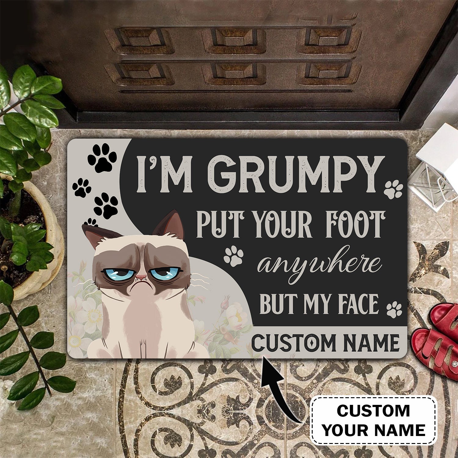 Grumpy Cat Doormat – Personalized Name 3D – Grumpy Vn96 103