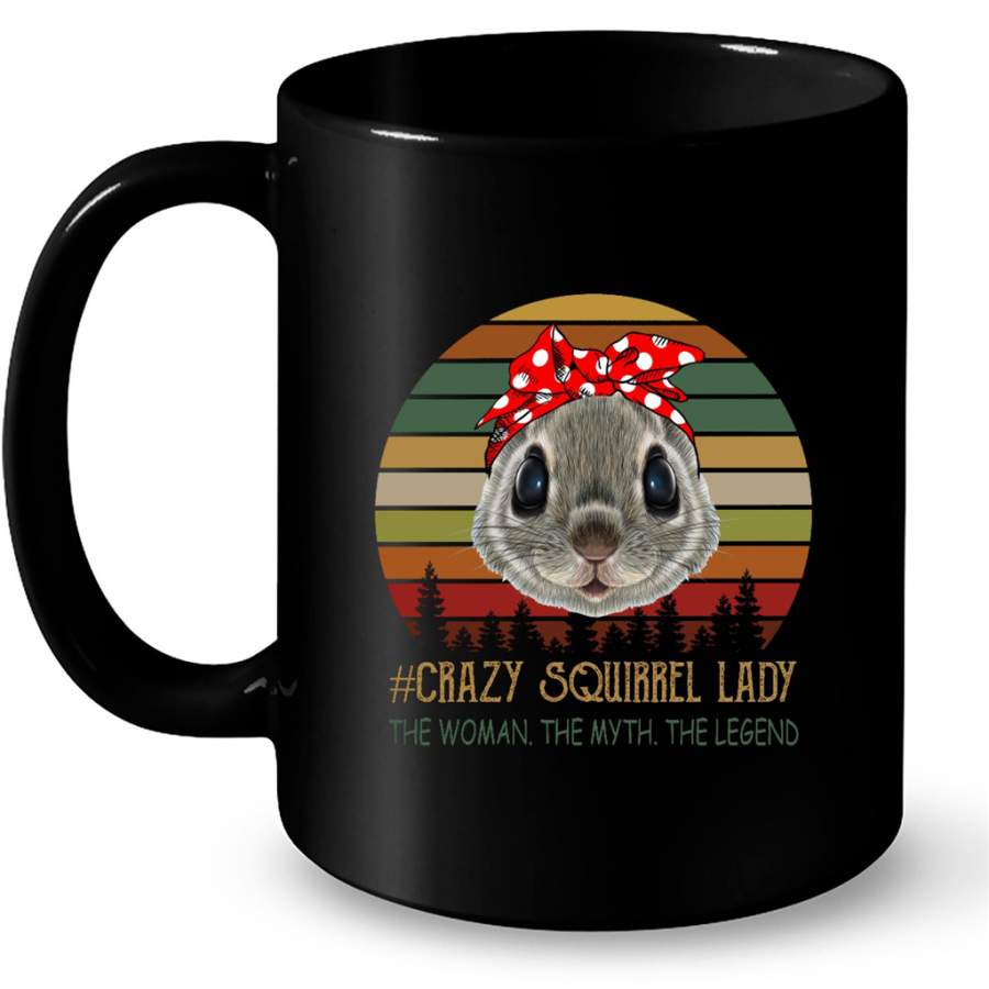 Crazy Squirrel Lady The Woman The Myth The Legend, Classic Vintage – Full-Wrap Coffee Black Mug