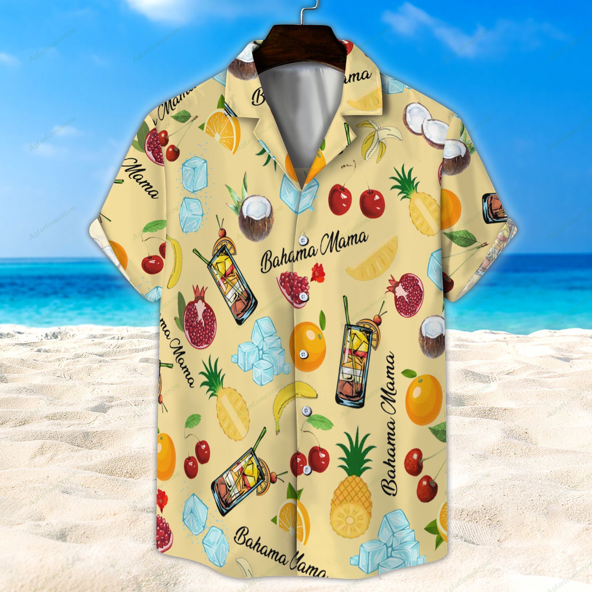 Bahama Mama Cocktail Light Yellow Unisex Hawaiian Shirt Beach Hawaiian Ha12174