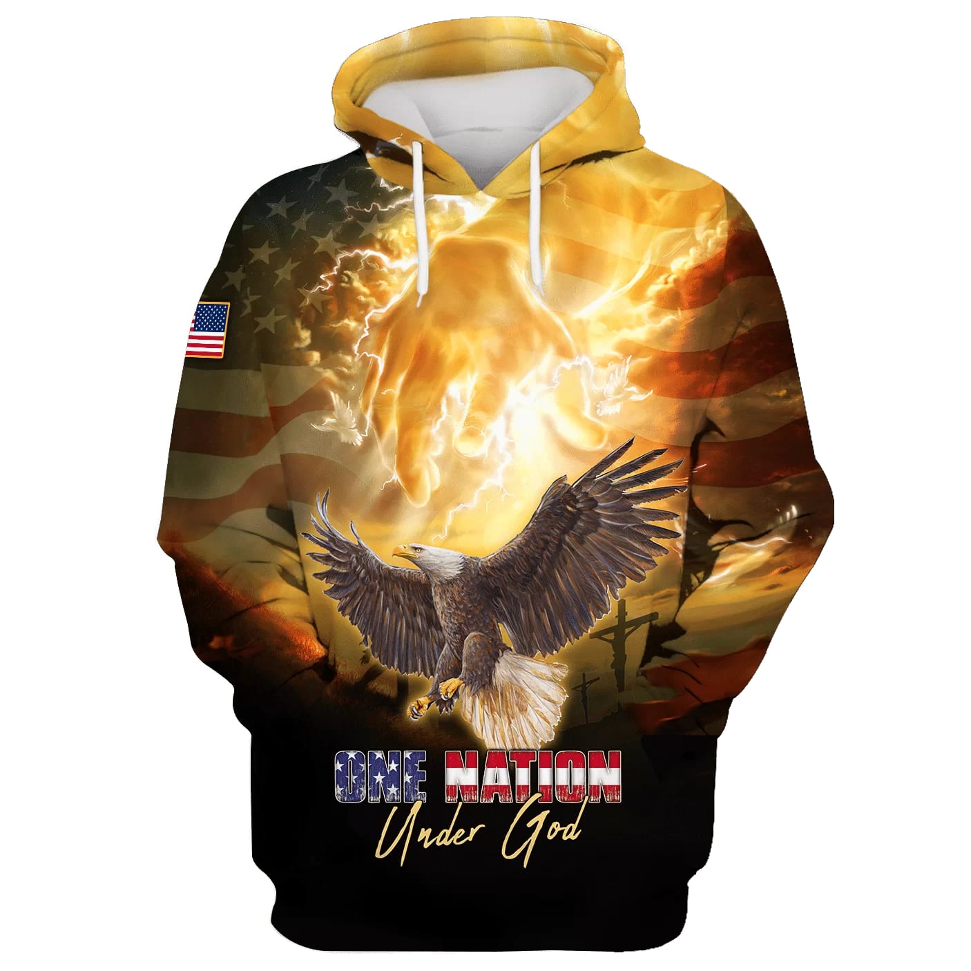 One Nation Under God American Pride Eagle Hoodie  Men & Women Christian Hoodie  3D Printed Hoodie