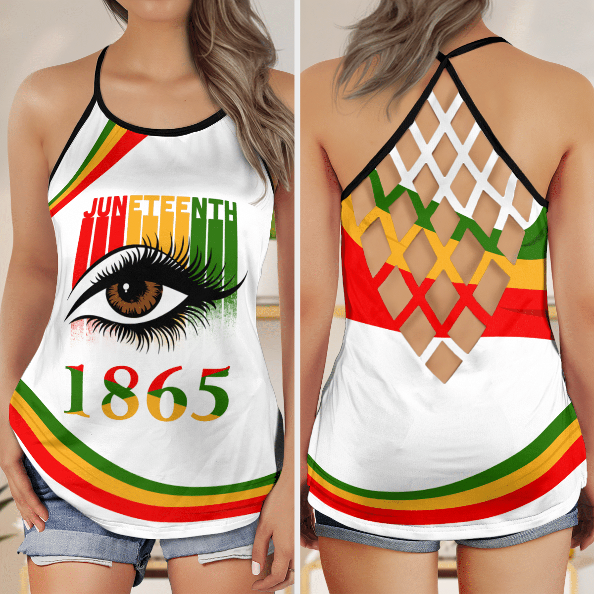 Juneteenth Tank Top For Black Girl African American Girl Juneteenth Day Black History Shirt Eyelash Juneteenth 1865 Juneteenth Celebrating Black Freedom Shirt