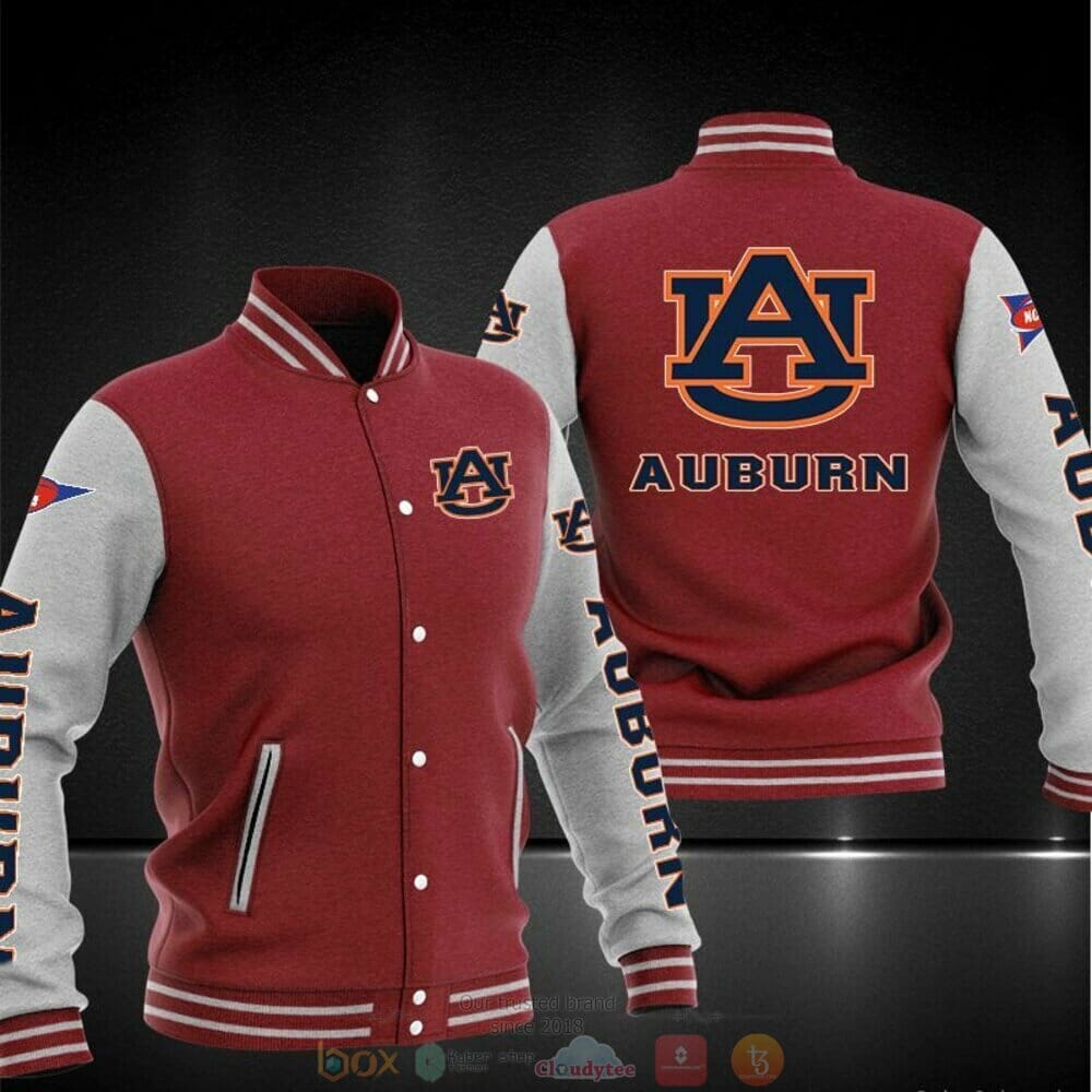 Auburn Tigers Red Grey Baseball Jacket