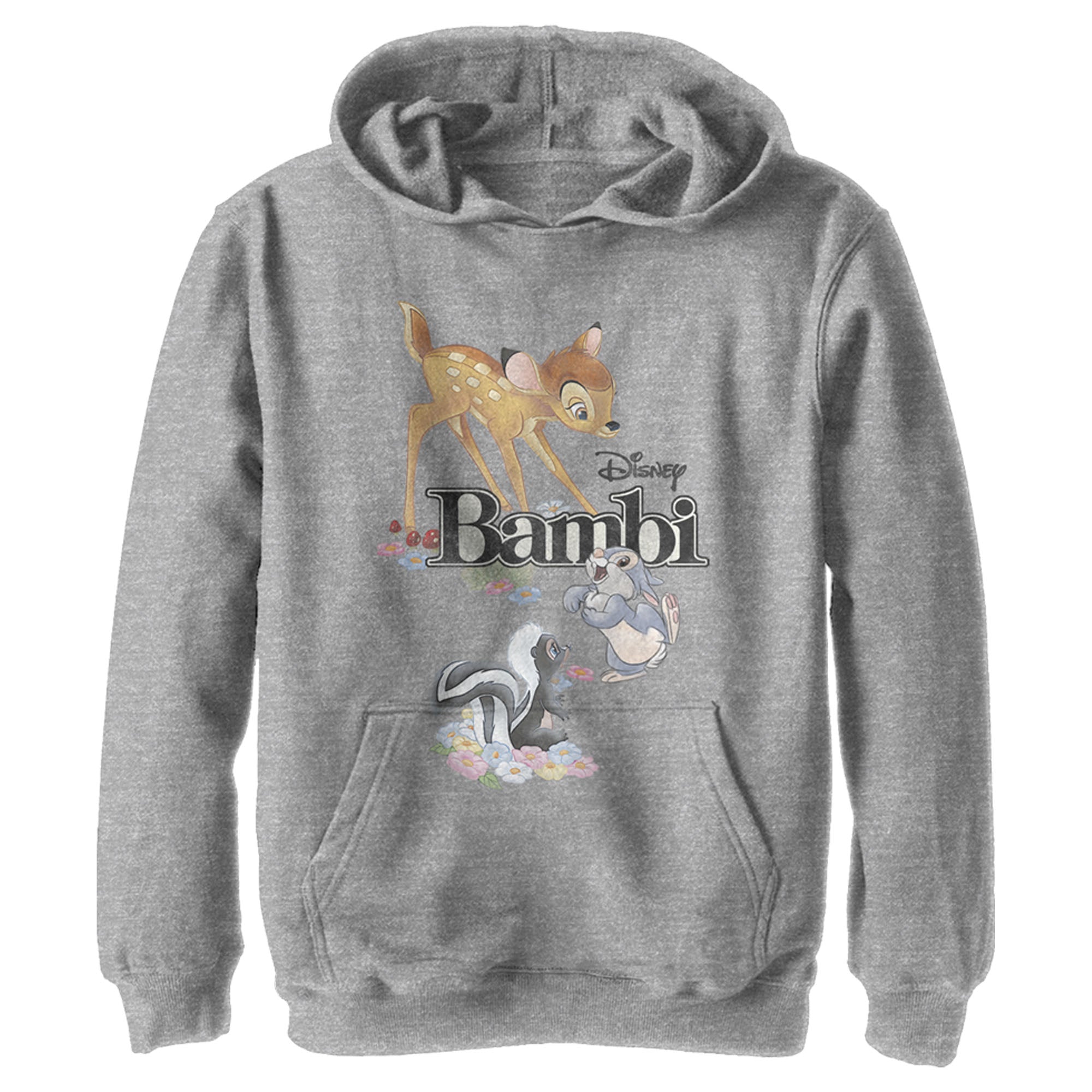 Boy’S Bambi Movie Logo With Flower And Thumper Pull Over Hoodie