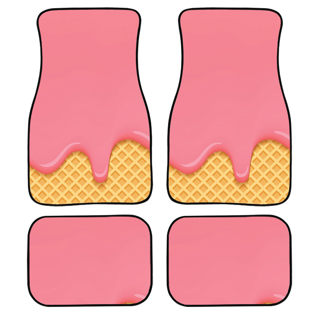 Pink Ice Cream Melted Print Front And Back Car Floor Mats, Front Car Mat