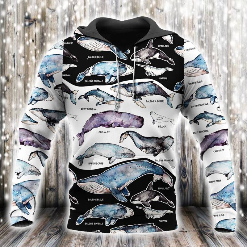 Love Whale All Over Printed Hoodie N100111