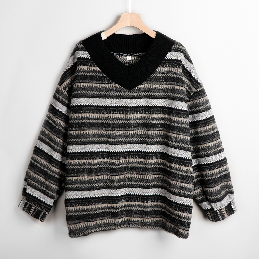 Women Vintage Striped Sweaters Autumn Long Sleeve Oversize Knit Sweater Hip Hop Ulzzang Bf Unisex Couples Winter Pullovers Tops alx