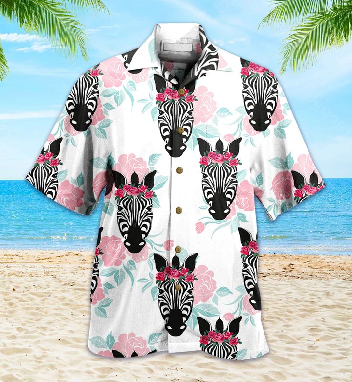 Pattern Wild Animal Zebra Floral White Hawaii Shirt Ha104840