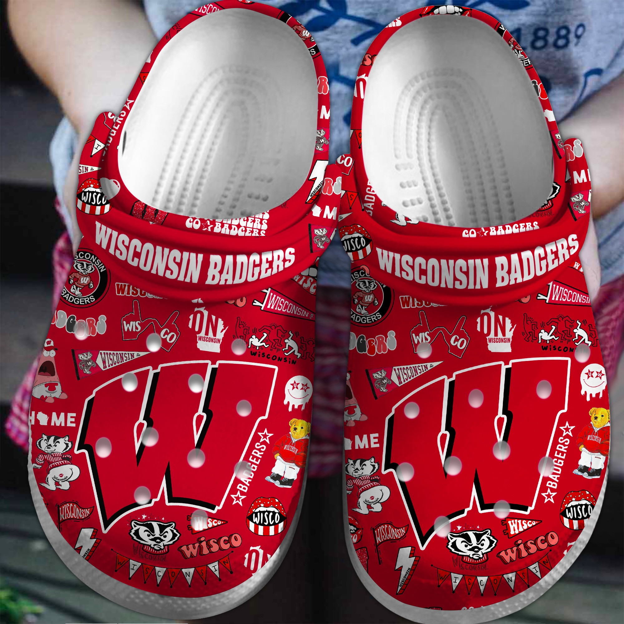 Wisconsin Badgers NCAA Sport Crocs Crocband Clogs Shoes Comfortable For Men Women and Kids 3