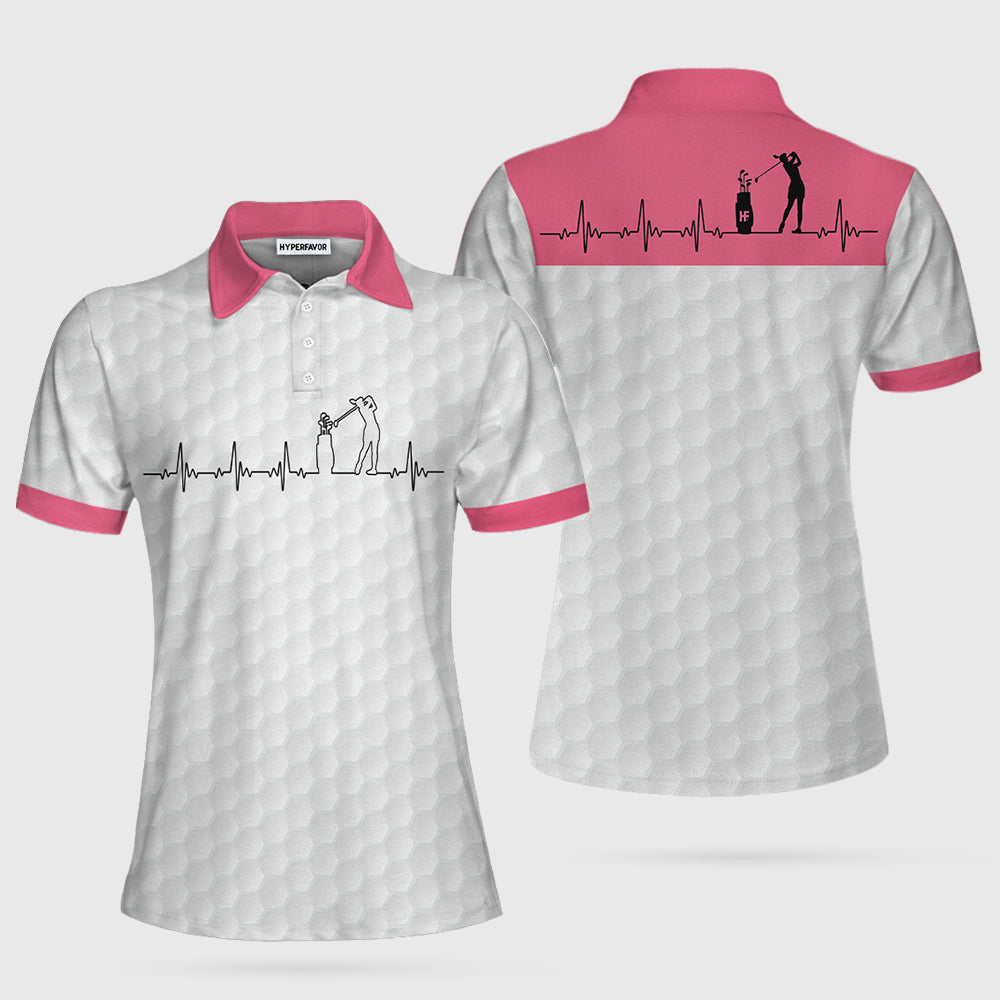 Golf Is My Heart Pink Golf Short Sleeve Women Polo Shirt Coolspod