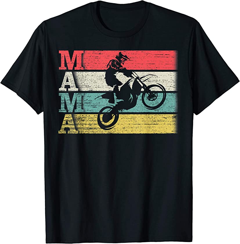 Vintage Retro Motorcross Dirt Bike Rider Mama Silhouette Tee T-Shirt