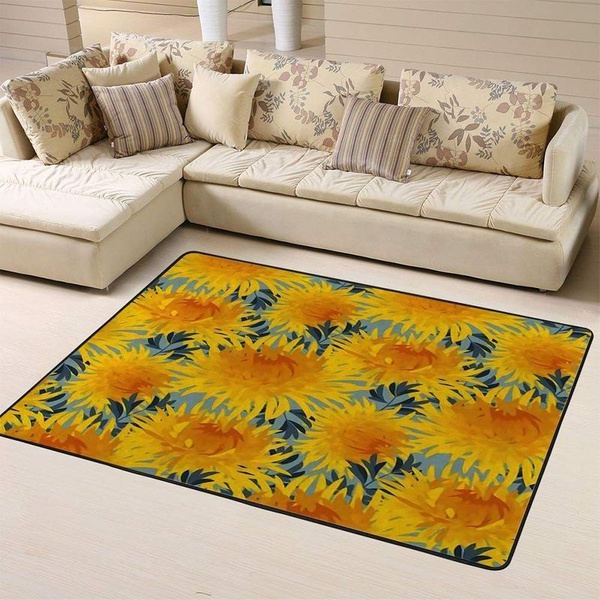 Yellow Chrysanthemum Area Rug Living Room Rug Home Decor Floor Decor VH3