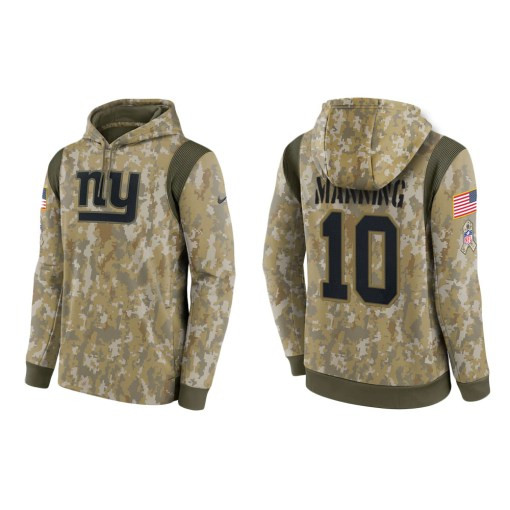 Eli Manning New York Giants Camo 2021 Salute To Service Veterans Day Therma Pullover Hoodie