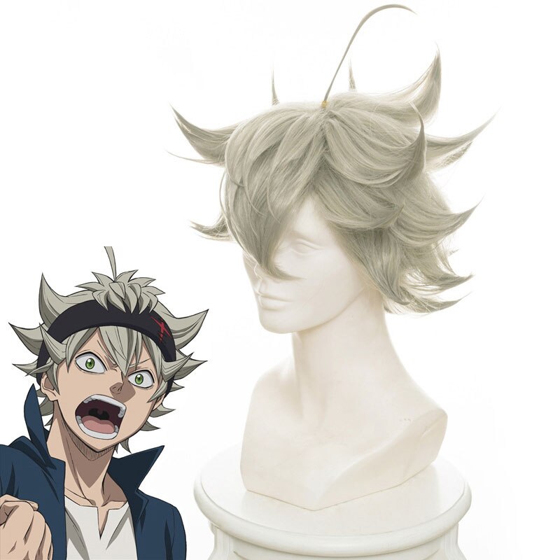 Black Clover Anime Cosplay Asta Gridelin Short Wig Cosplay Accessory Heat-resistant fiber Cosplay Wigs Costume Prop + Wig Cap alx