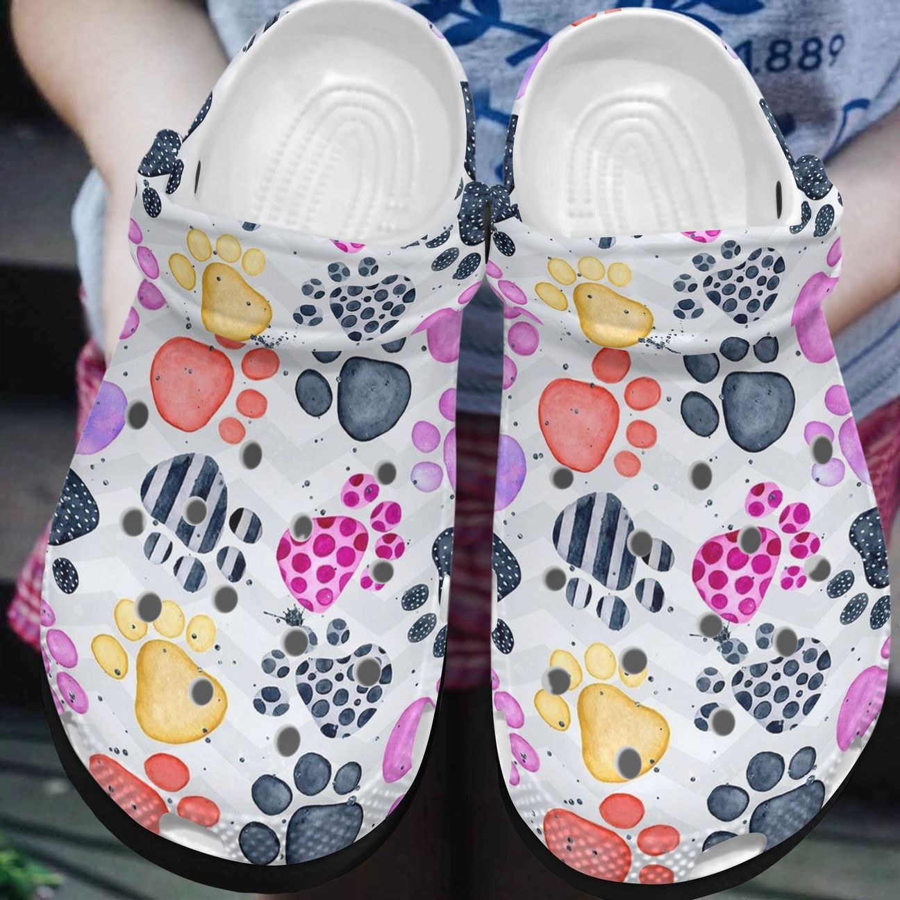 Dog Personalized Clog, Custom Name, Text, Color, Number Fashion Style For Women, Men, Kid, Print 3D Colorful Dog Paws