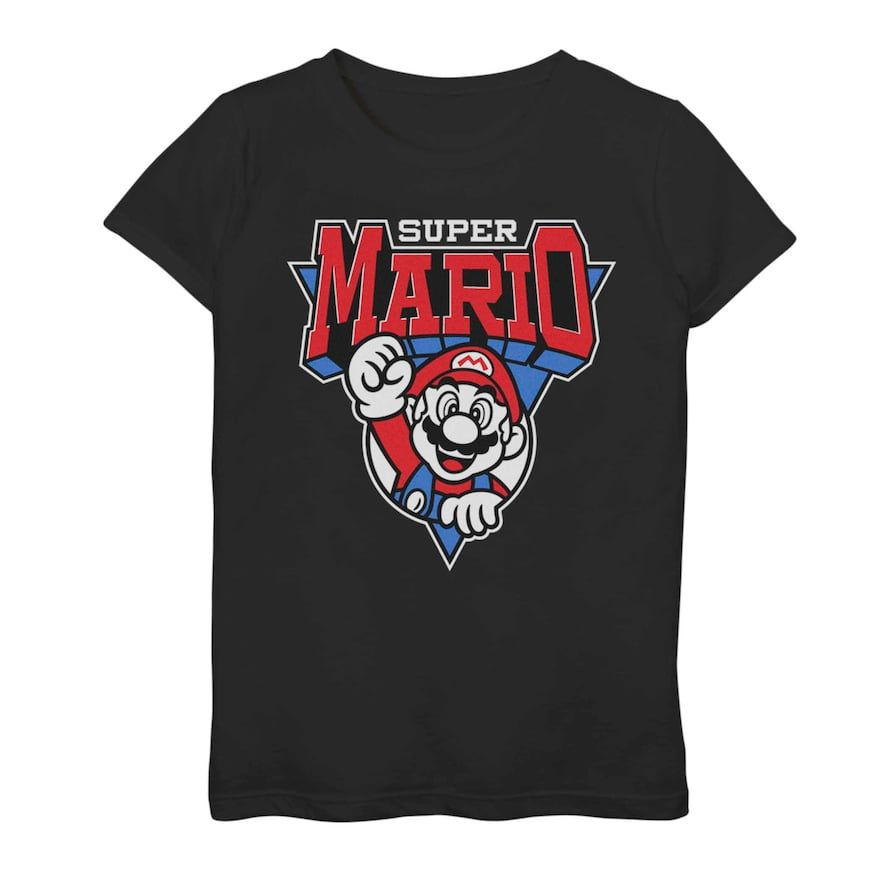 Girls 7 16 Nintendo Super Mario Triangle Poster Tee Girl S Black Shirt