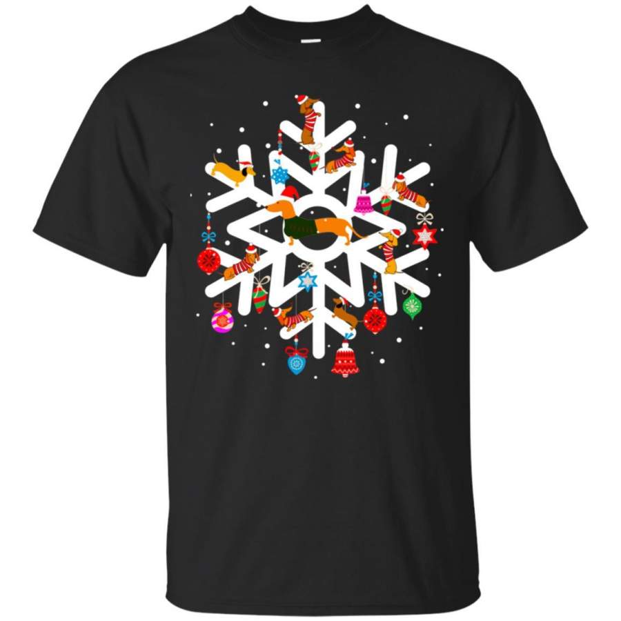 Winter Snow Flower Decorating Bauble And Dachshund X-mas Gift Shirt