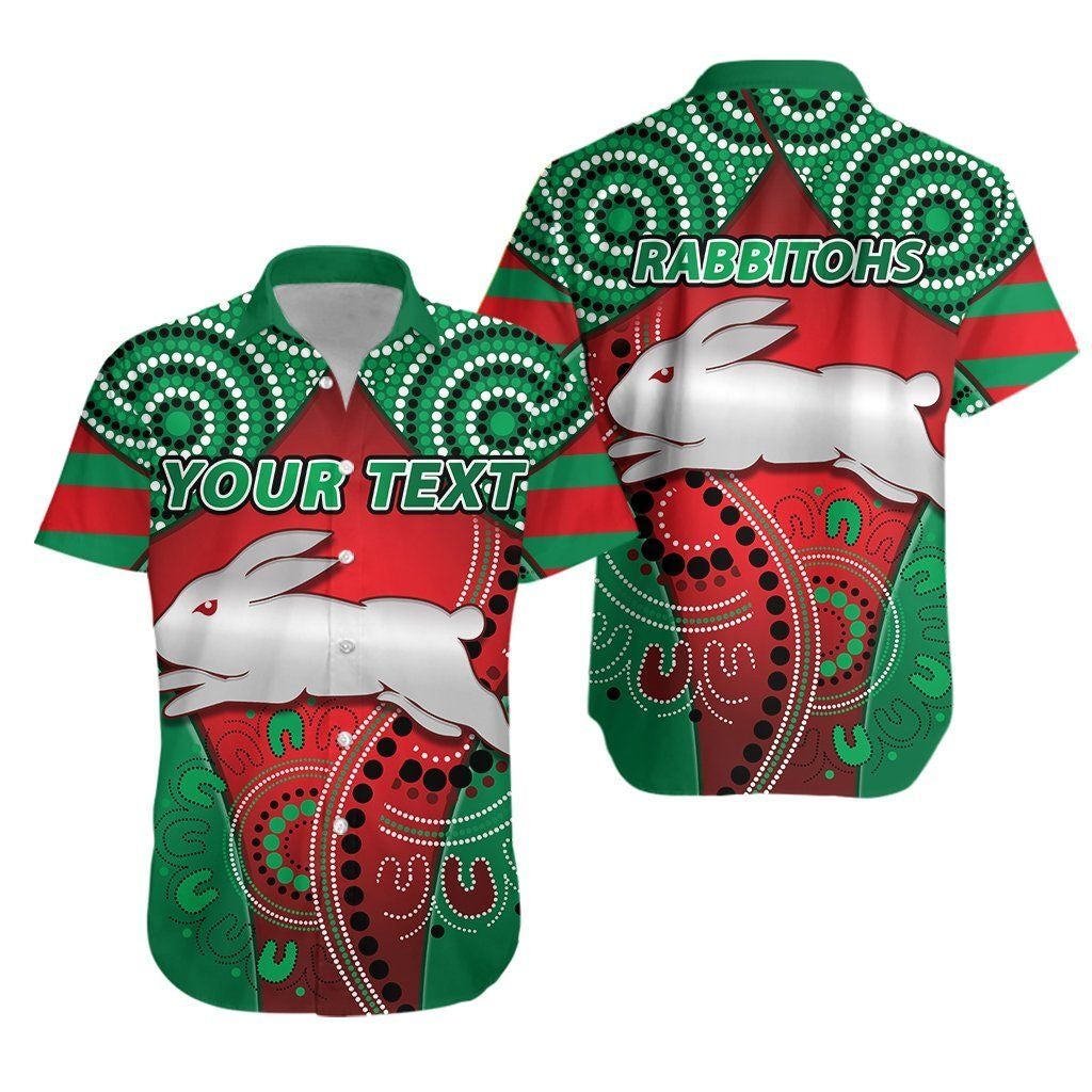 Rabbitohs New Hawaiian Shirt Indigenous Energy, Unisex Print Aloha Short Sleeve Casual Shirt