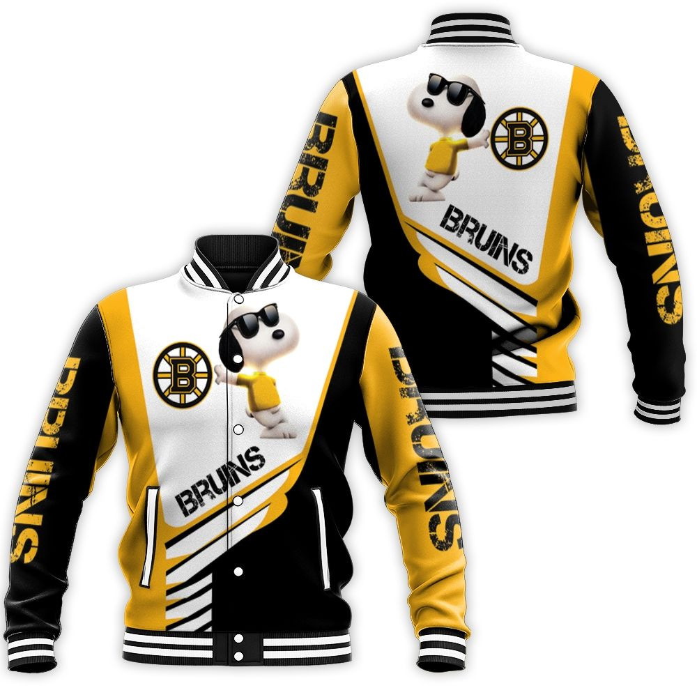 Boston Bruins Snoopy For Fans 3D Baseball Jacket For Men Women