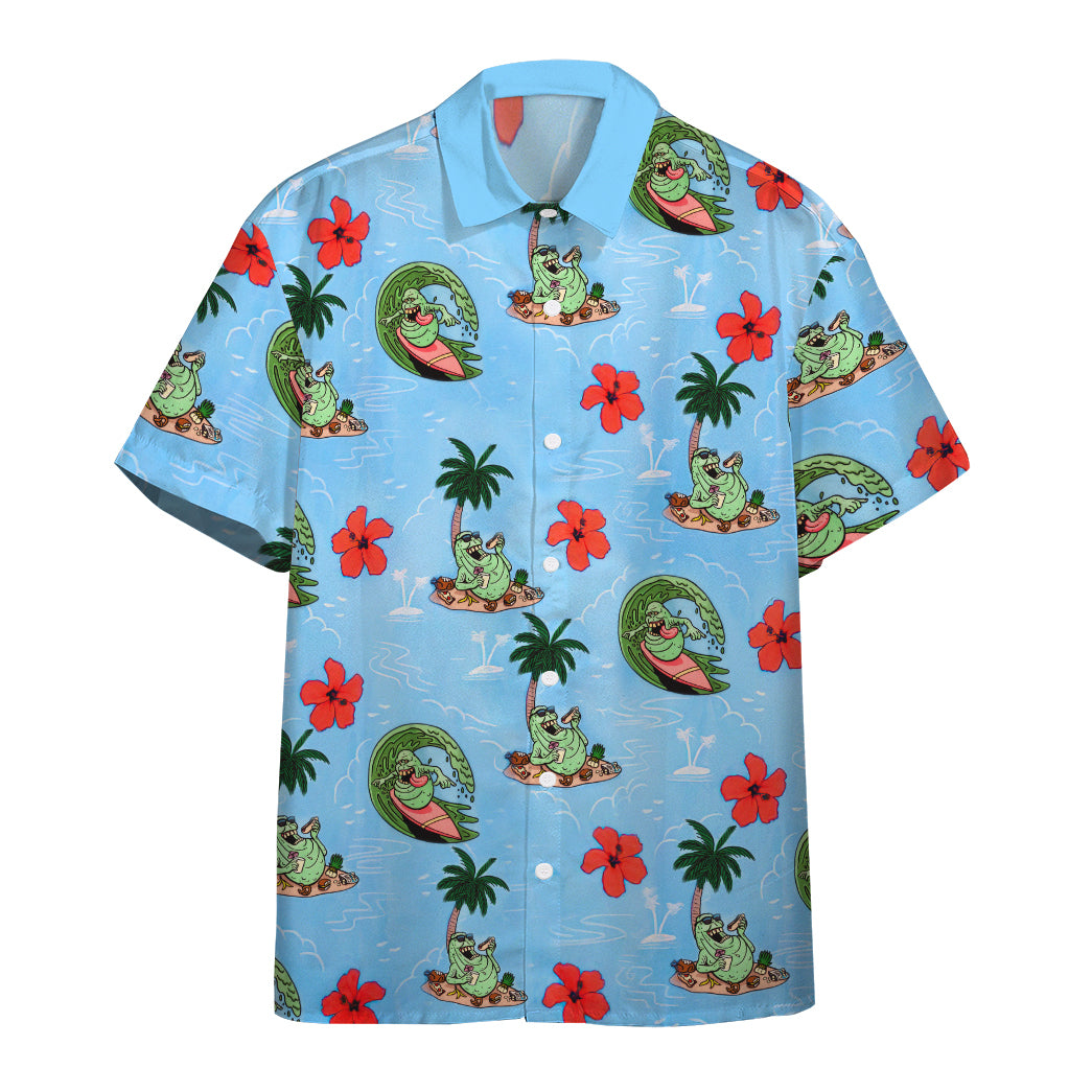 Gearhumans Ghostbusters Slimer Ugly Hawaiian Vibe Custom Shirt Ha21762