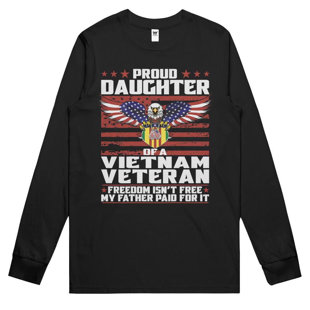 Proud Daughter Of A Vietnam Veteran Ribbon Patriotic Family Long Sleeve T Shirts