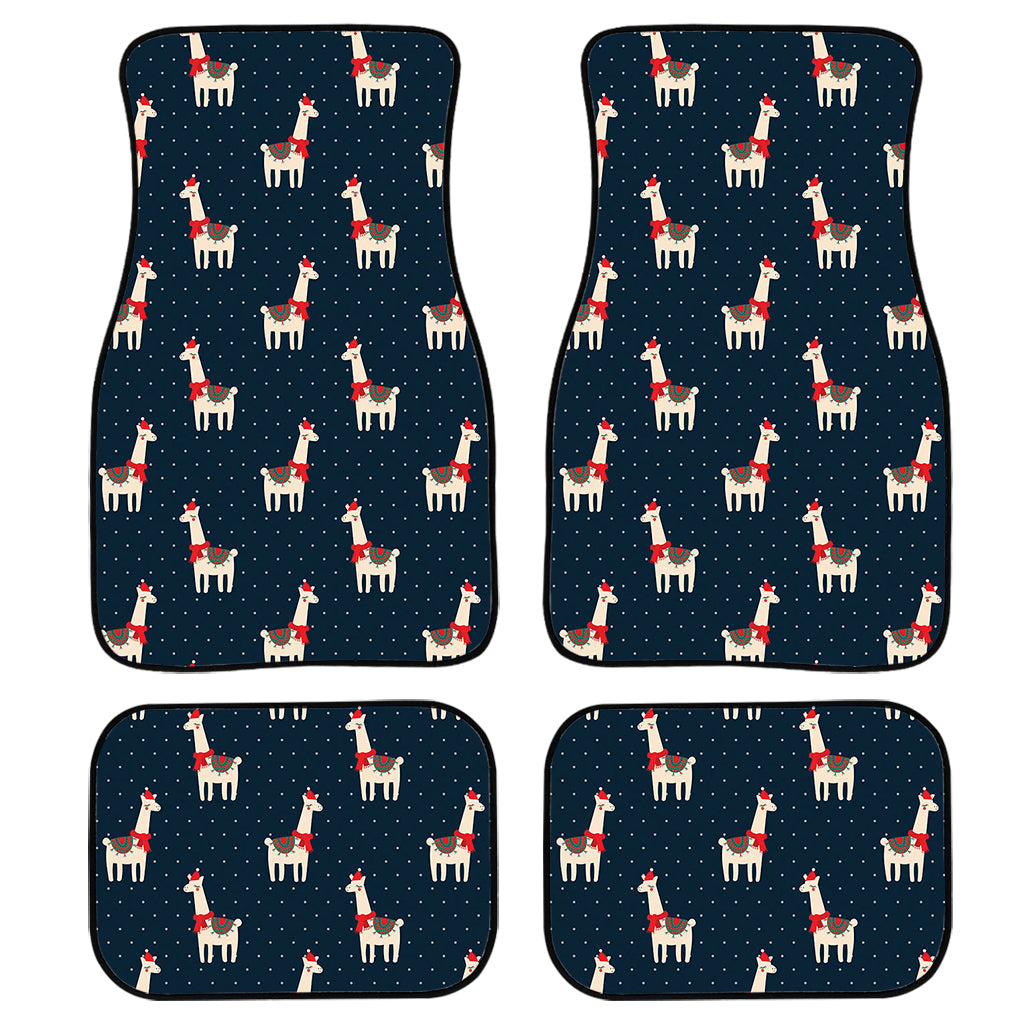 Santa Claus Llama Xmas Pattern Print Front And Back Car Floor Mats, Front Car Mat