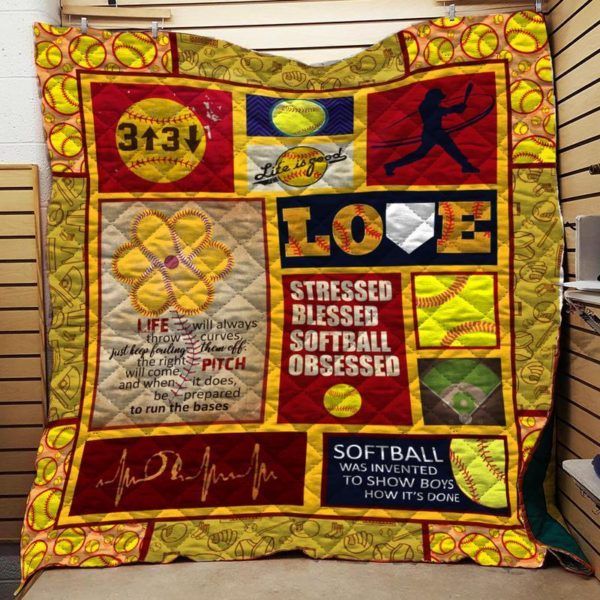 Softball D0403 82o39 3D Quilt Blanket HGM26