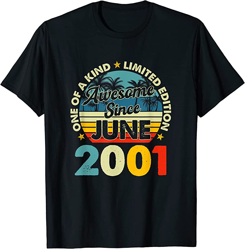 Vintage June 2001 20 Years Old 20th Birthday Retro Men Women T-Shirt