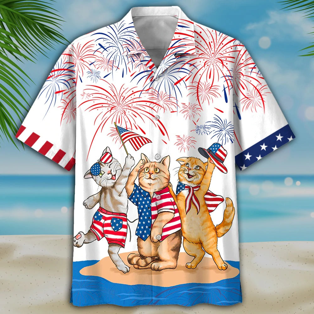 American Shorthair Shirt, Independence Day Is Coming, Cat Aloha Beach Shirt, Cat Patriotic American Hawaii Shirt