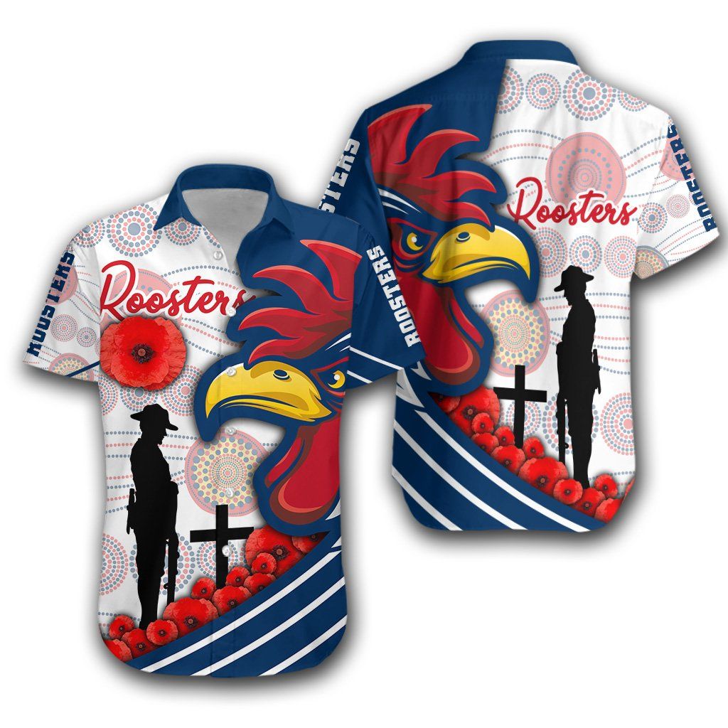 Australia Roosters Hawaiian Shirt Anzac Day – Three Tiles Style Th12