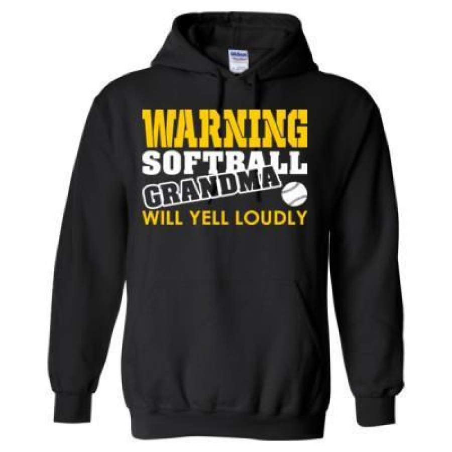 AGR Warning Softball Grandma Will Yell Loudly – Heavy Blend™ Hooded Sweatshirt