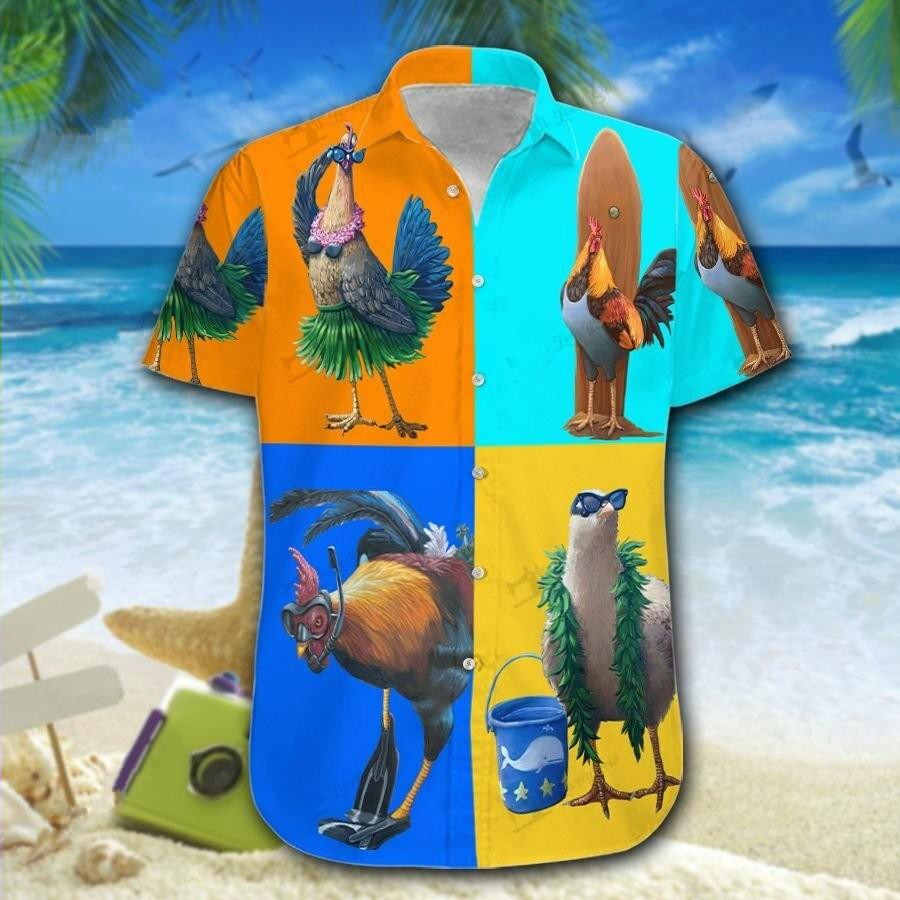 Hawaii Aloha Shirts Chicken On The Beach Ha62120