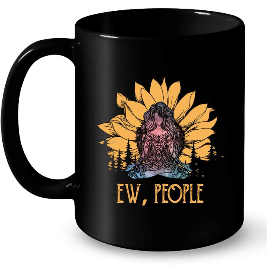 Ew People, Yoga Hippie Girl Vintage Retro Classic – Full-Wrap Coffee Black Mug