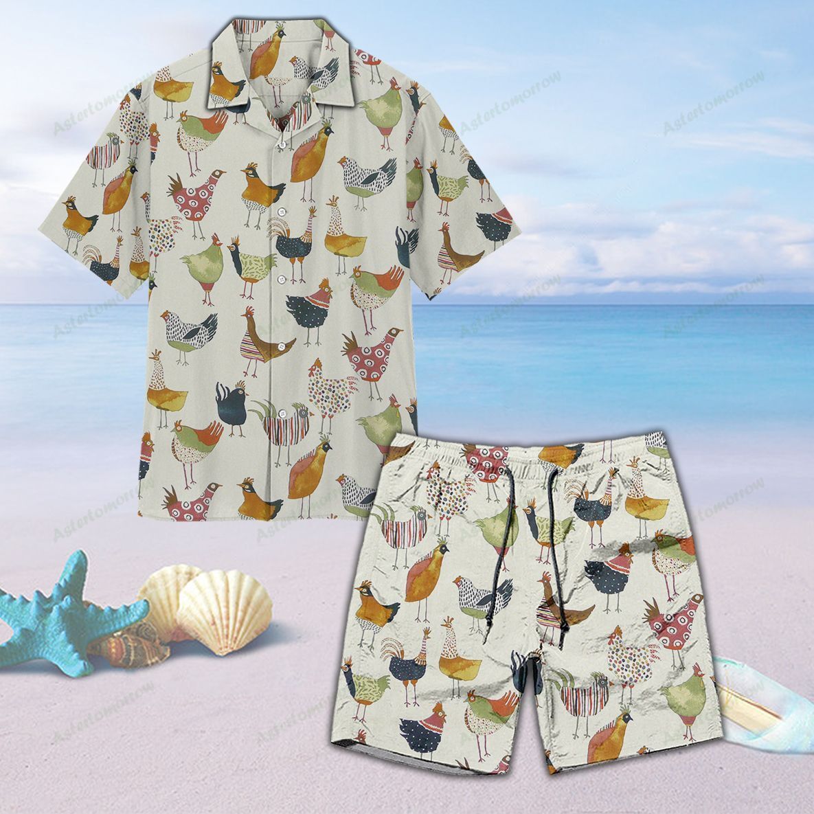 Chickens Unisex Hawaiian Shirt Beach Love Chicken Hawaiian Ha57273