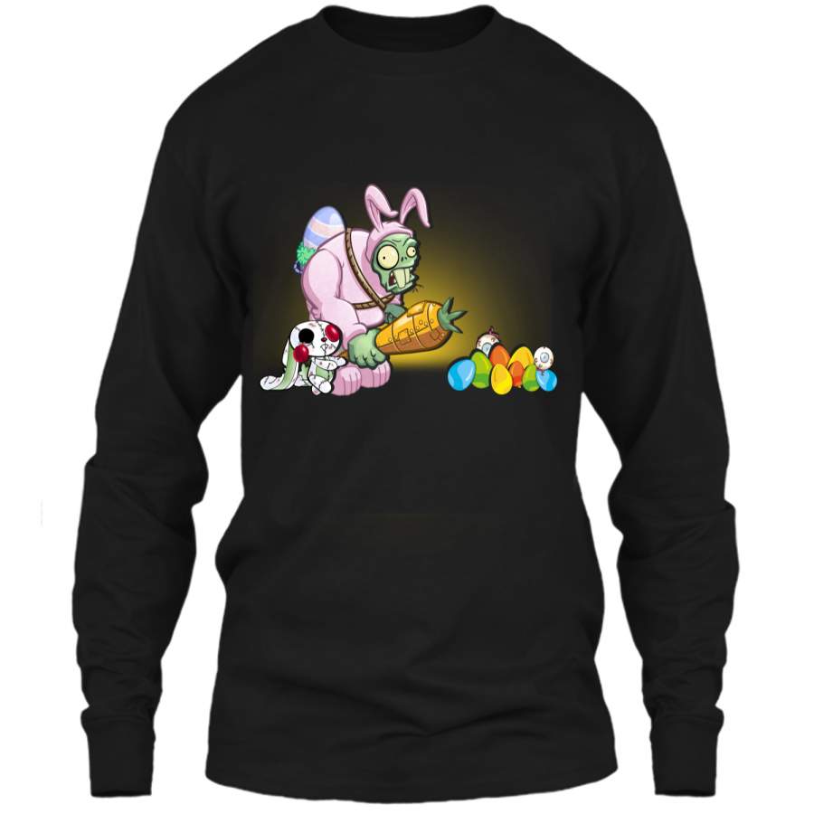 Bunny zombie with carrot hunt egg T-shirt – happy Easter eg LS Ultra Cotton Tshirt