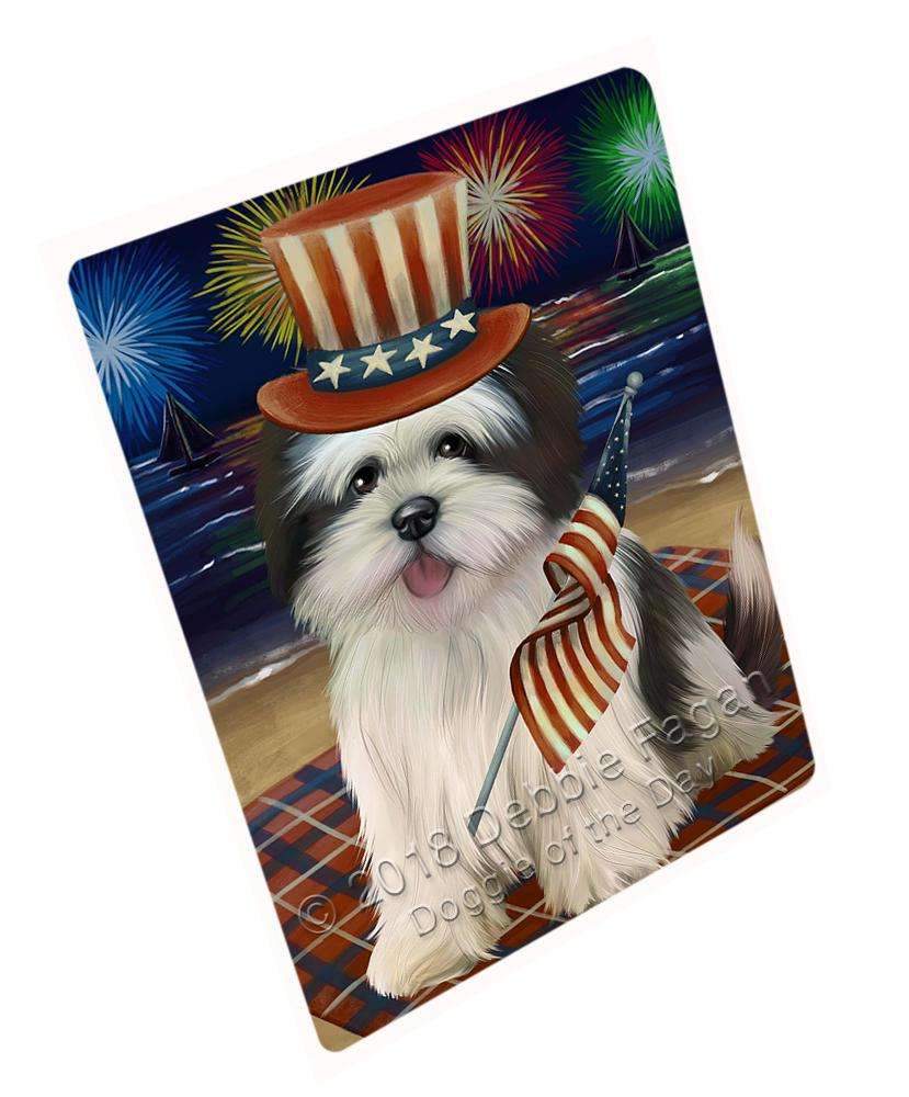 4Th Of July Independence Day Firework Lhasa Apso Dog Blanket Blnkt56019 (37X57 Sherpa)