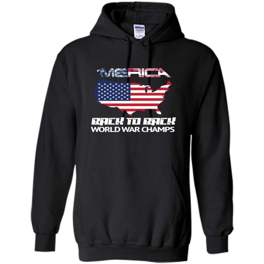 Peckshirt Merica Back To Back World War Champ Patriotic 4th July - Gildan Heavy Blend Hoodie - Print In Your Way