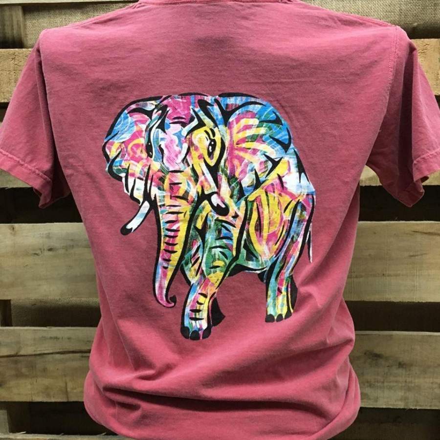 Backwoods Watercolor Elephant Comfort Colors Bright Unisex T Shirt