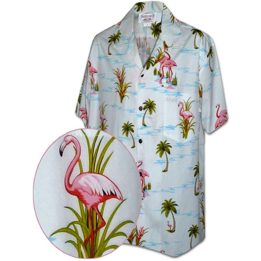 Ferocious Flamingo White Hawaii Shirt Ha71875