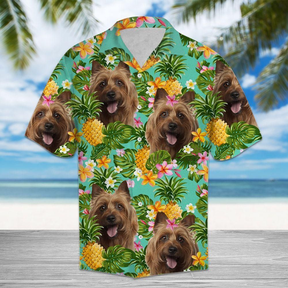 Tropical Pineapple Australian Terrier Aloha Hawaiian Shirt Colorful Short Sleeve Summer Beach Casual Shirt For Men And Women