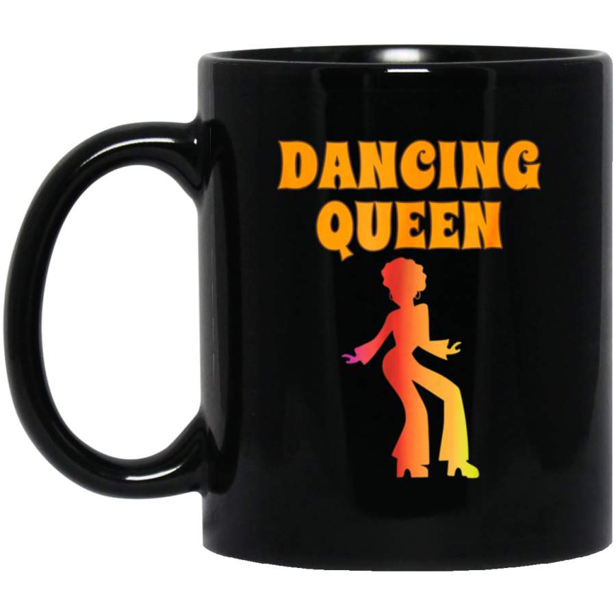 Dancing Queen Girl Gift Her Vintage 1970’s Retro 70s Black Mug