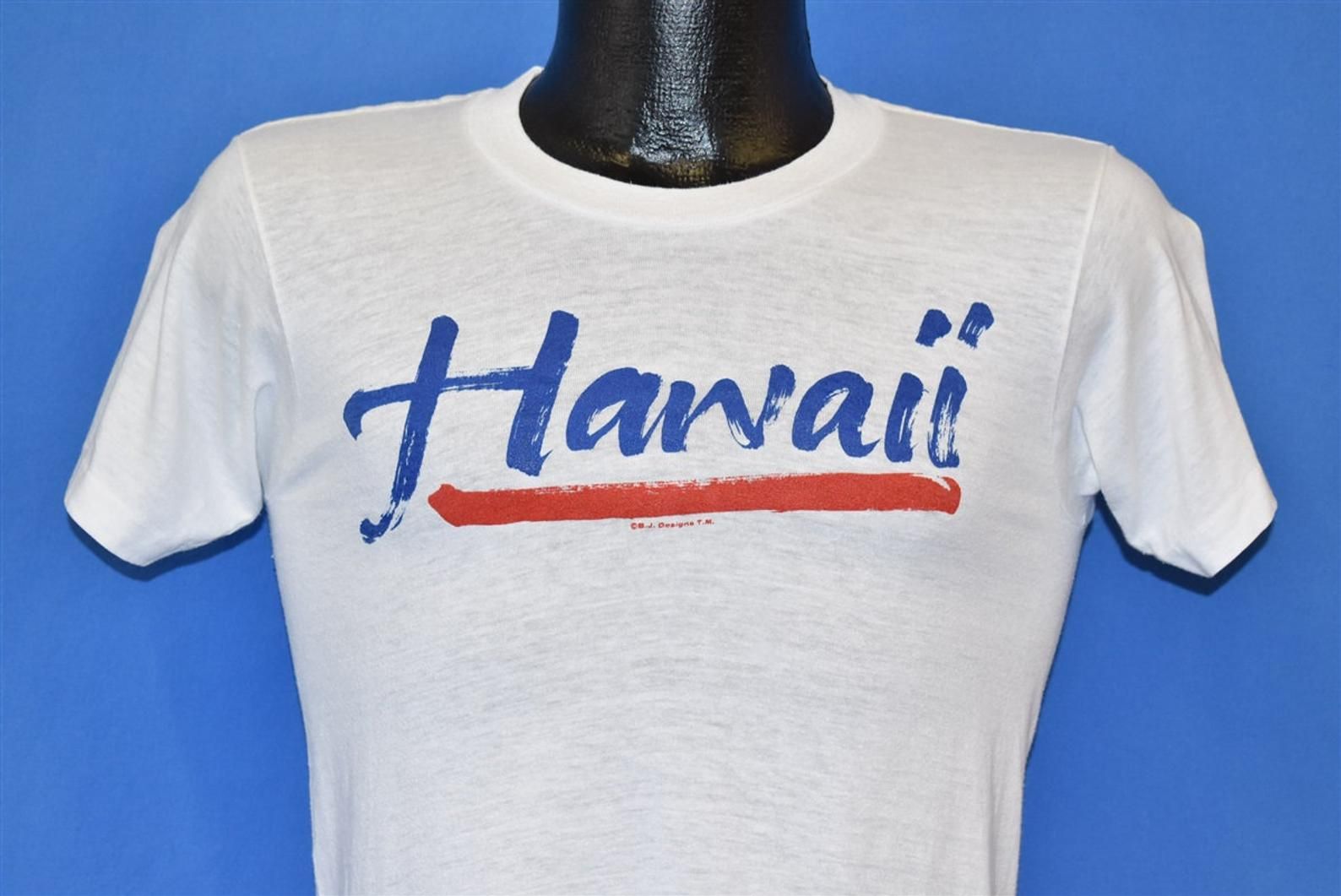 80S Hawaii Blue Island Tourist Soft T-Shirt