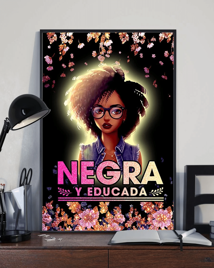 Black Girl Afro Woman Pride Poster Canvas – Negra Y Educada Vintage Home Decor Wall Art Evg80253