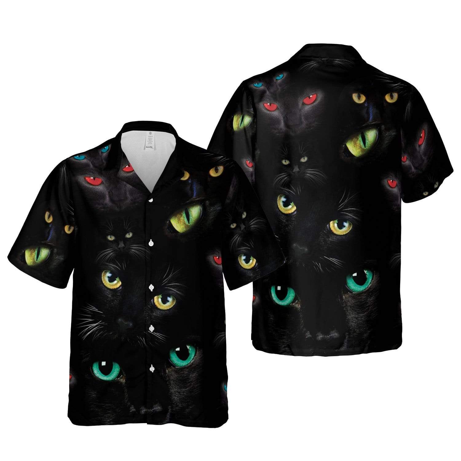 Hawaii Aloha Shirts Black Cats Colorful Unisex Print Short Sleeve Casual Shirt Ha90863