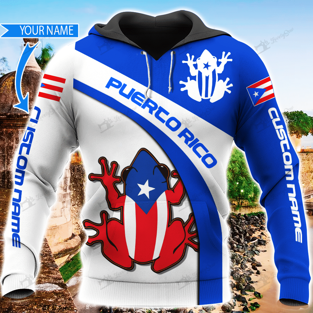 Puerto Rico Frog Flag Personalized 3D Hoodie BIT21011602