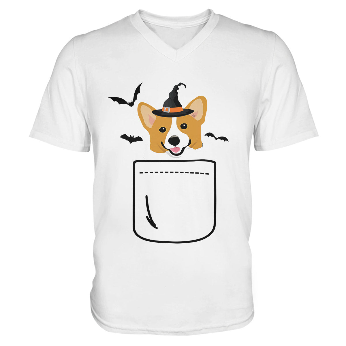 Corgi In The Pocket For Halloween Corgi Shirt For Men And Women, Funny Corgi Halloween Unisex V-Neck T-Shirt