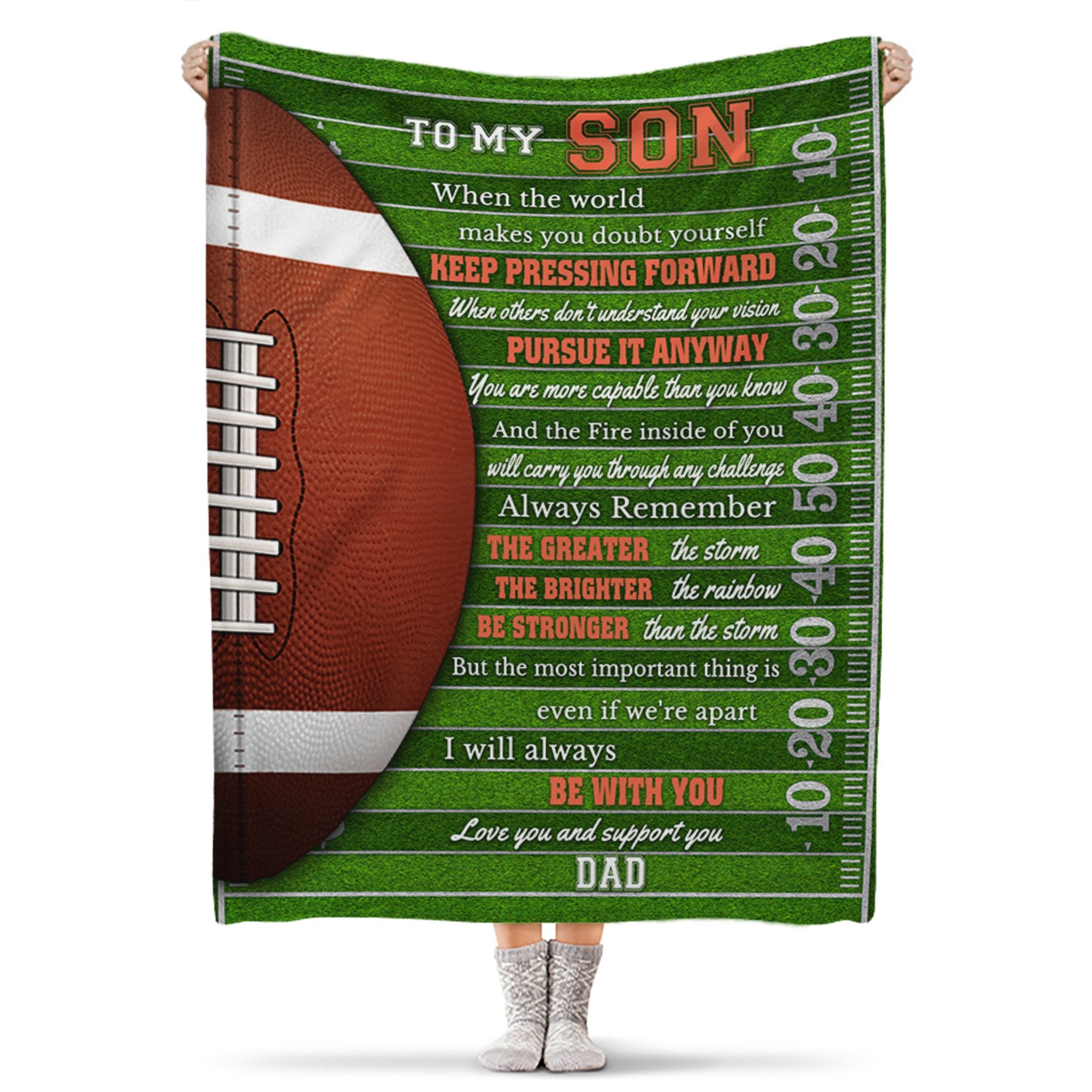 To My Son I Will Always Be With You Football Blanket Gift For Son From Dad Birthday Gift Home Decor Bedding Couch Sofa Soft And Comfy Cozy