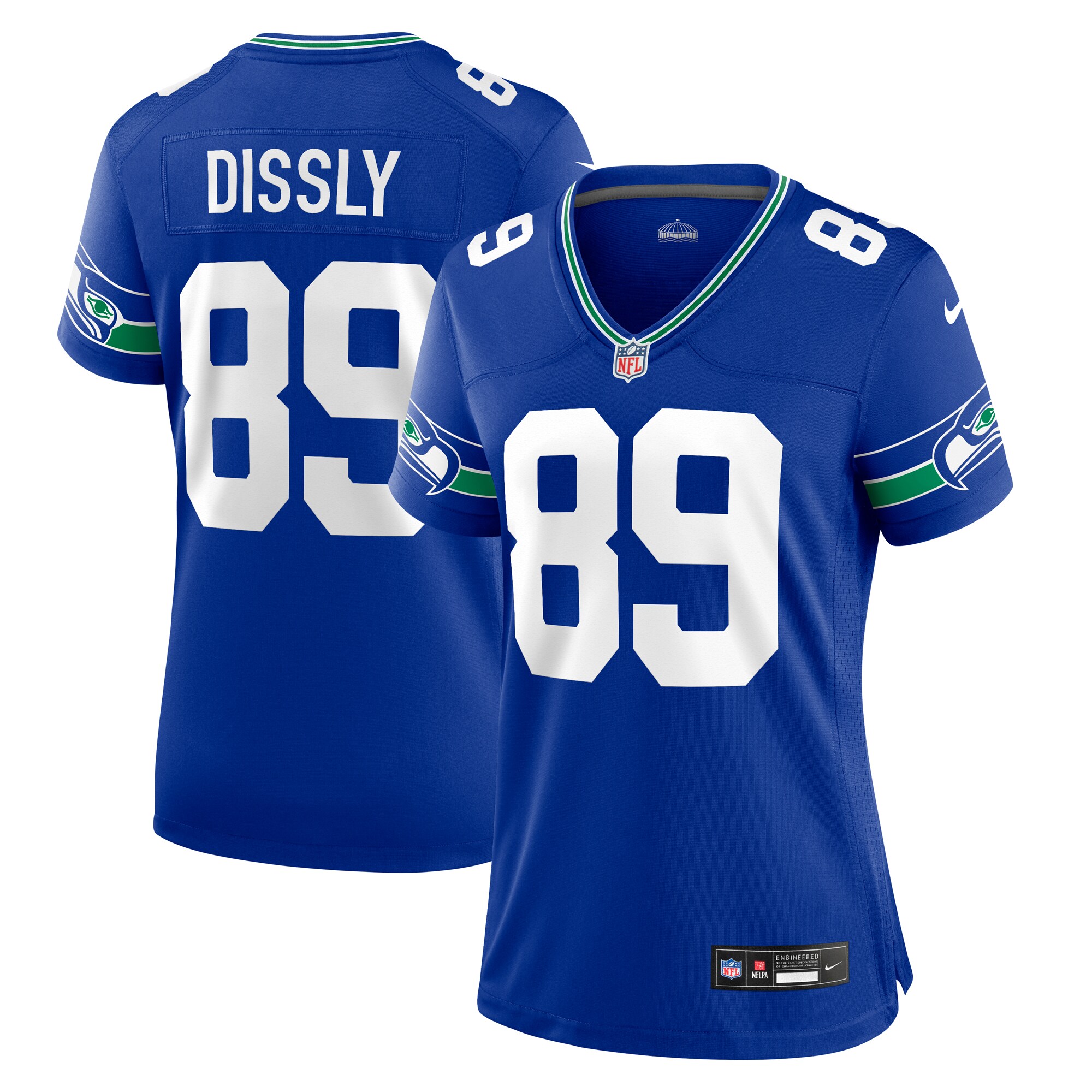 Women’s Seattle Seahawks Will Dissly Royal Throwback Player Game Jersey