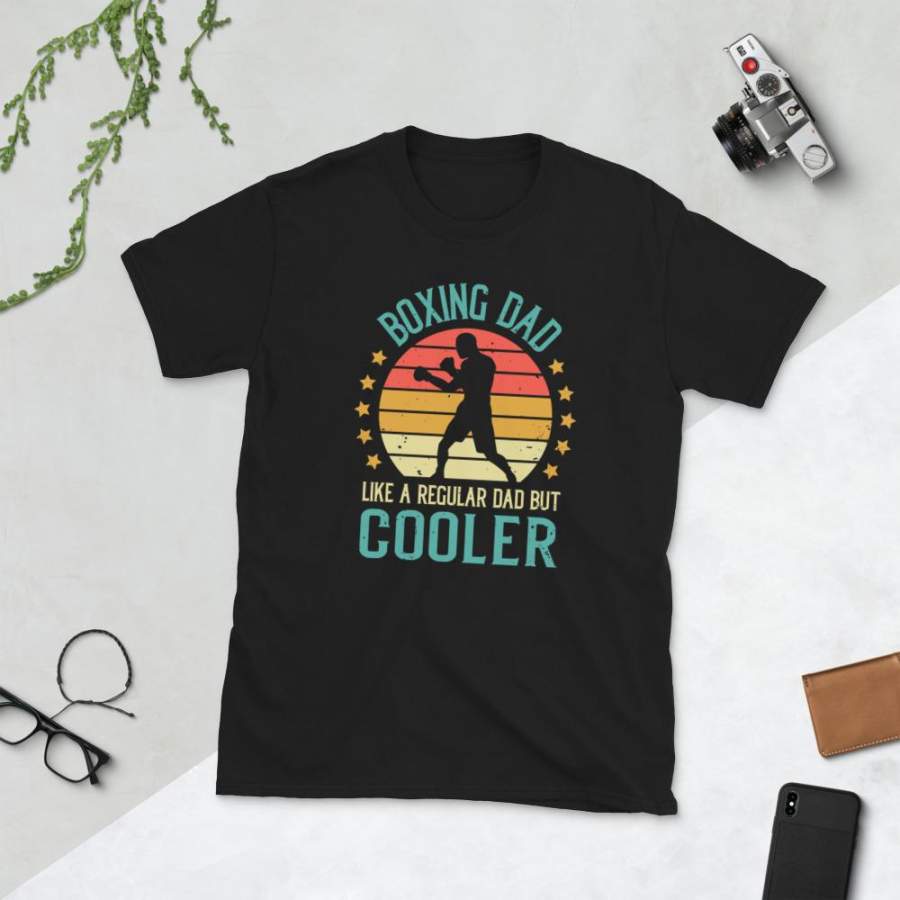 Boxing Dad Like A Normal Dad But Cooler T-Shirt Men Vintage Boxing Dad Shirt Father’s Day Gift for Boxer and Boxing Coach S-3XL Unisex Tee